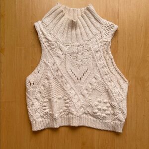 Free People Cream Knit Sweater Vest